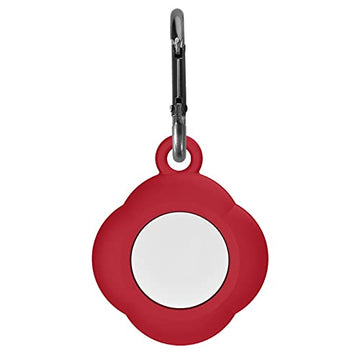 Apple Airtags-(2021) (FOSO) Silicone AirTag Case, Four Leaf Protective Cover - Dark Red