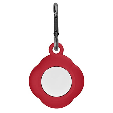 Apple Airtags-(2021) (FOSO) Silicone AirTag Case, Four Leaf Protective Cover - Dark Red