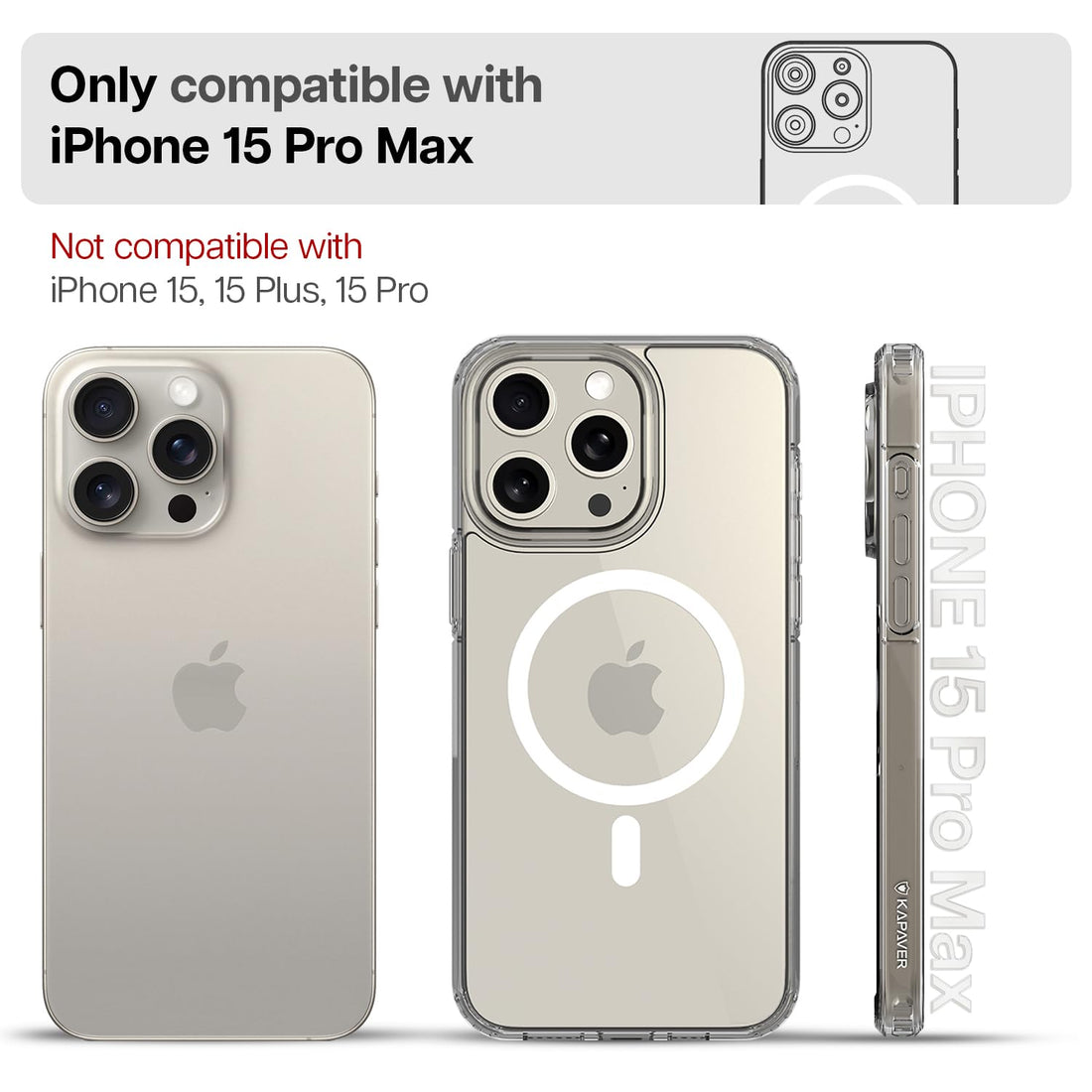 iPhone 15 Pro Max Back Cover Case | Mag X - Clear