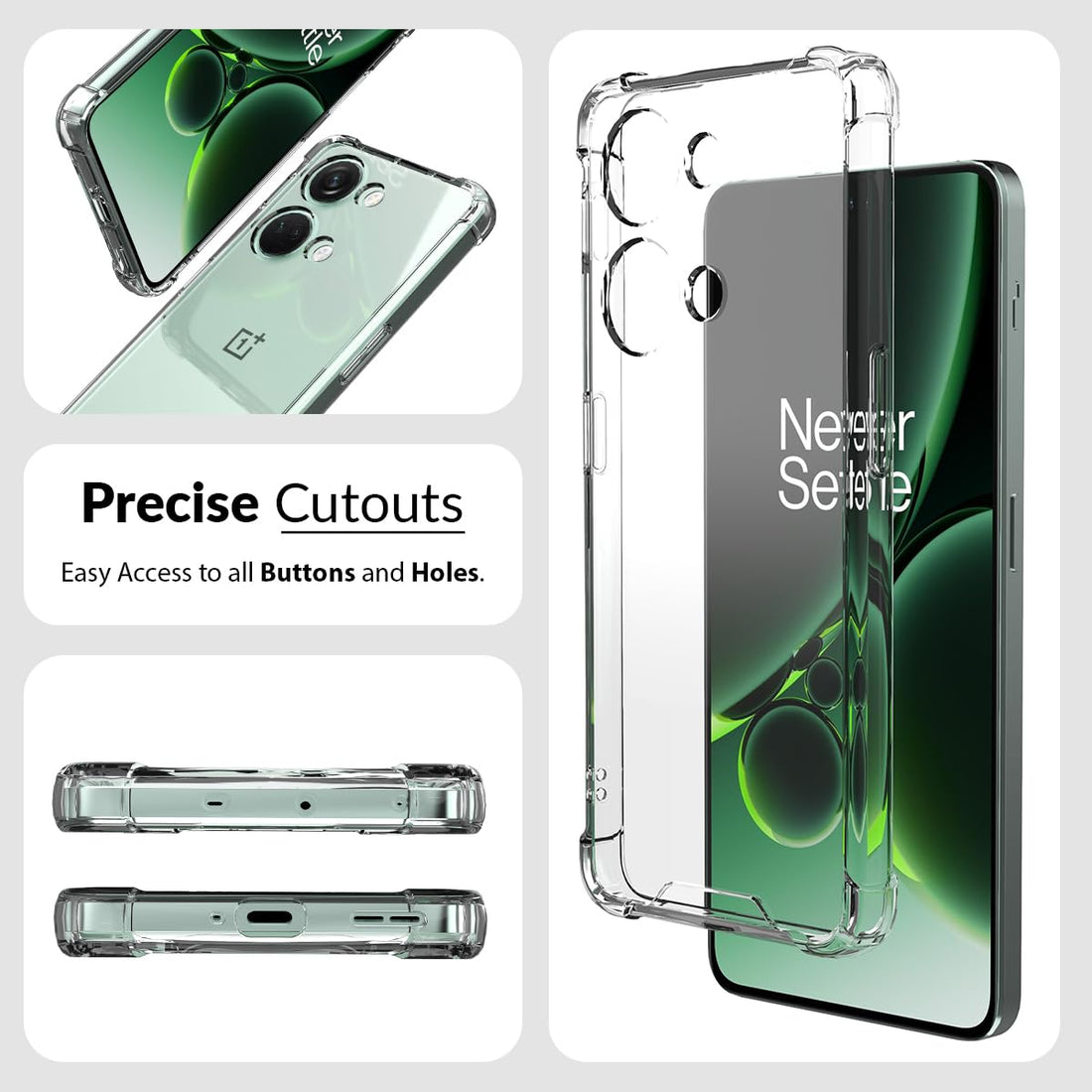 Foso Anti-Shock Proof Back Cover Case Compatible with OnePlus Nord 3 (TPU+PC) - Bumper Clear