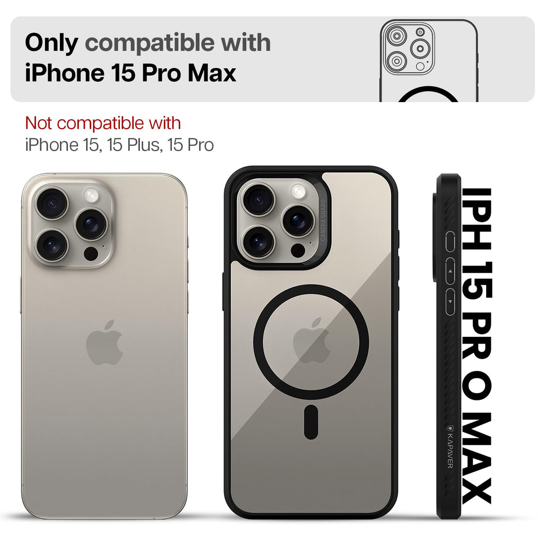 iPhone 15 Pro Max Back Cover Case | Mag X - Black