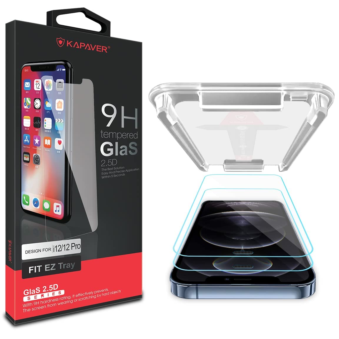 iPhone 12 Pro Tempered Glass Screen Protector, EK Wireless