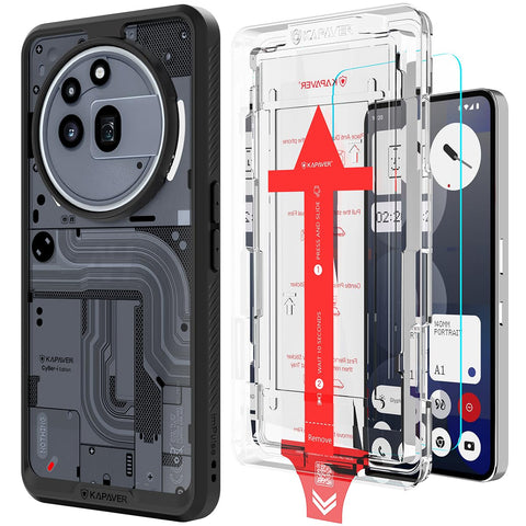 Nothing Phone 3a Pro Back Cover Case With Glass | CyBer-i Edition - Black
