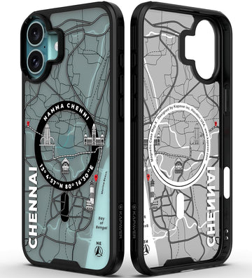 iPhone 16 Plus Back Cover Case | GPS Edition (Namma-Chennai) Mag X - Black