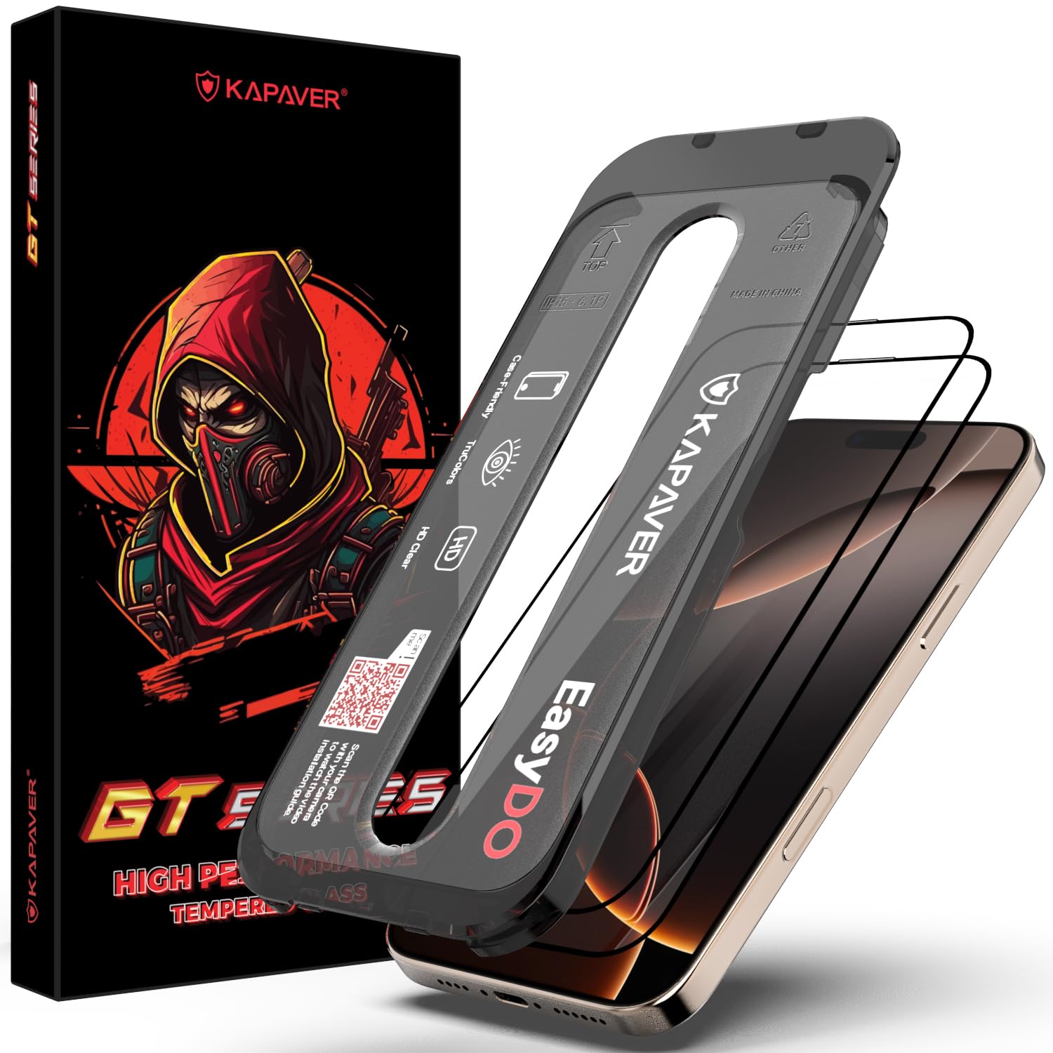 iPhone 16 Pro Max Easy DO Tempered Glass Screen Protector Guard GT Series (Clear) Pack