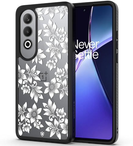 OnePlus Nord CE4 Back Cover Case | Impulse - Black (Floral White)