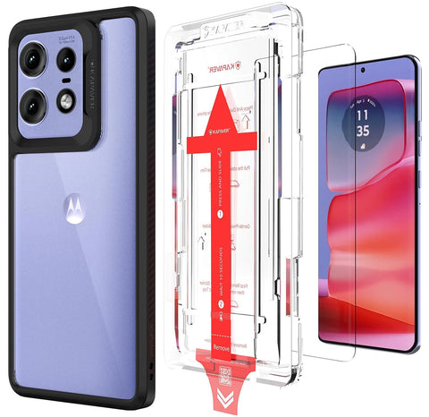 Moto Edge 50 Pro Back Cover Case With Glass | Impulse - Black Case with Glass