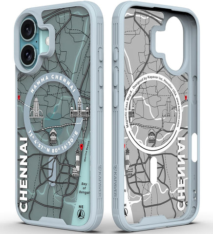 iPhone 16 Back Cover Case | GPS Edition (Namma-Chennai) Mag X - Gray