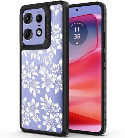 Moto Edge 50 Pro Back Cover Case | Impulse - Black (Floral White)