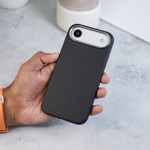 iPhone 17 Air Back Cover Case | PU Leather - Black