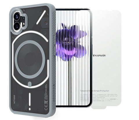 Nothing Phone 1 Back Cover Case With Glass | MagX - Gray Black Case with Glass