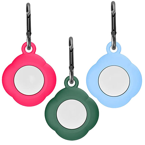 Apple Airtags-(2021) (FOSO) Silicone Airtag Case, Four Leaf Protective Cover - Red, Green & Blue