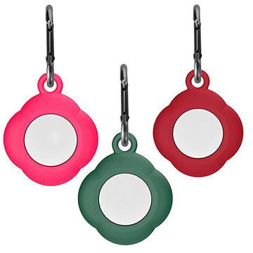 Apple Airtags-(2021) (FOSO) Silicone Airtag Case, Four Leaf Protective Cover - Red, Green & Dark Red