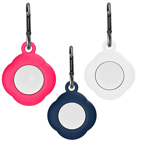 Apple Airtags-(2021) (FOSO) Silicone Airtag Case, Four Leaf Protective Cover - Red, White & Navy Blue