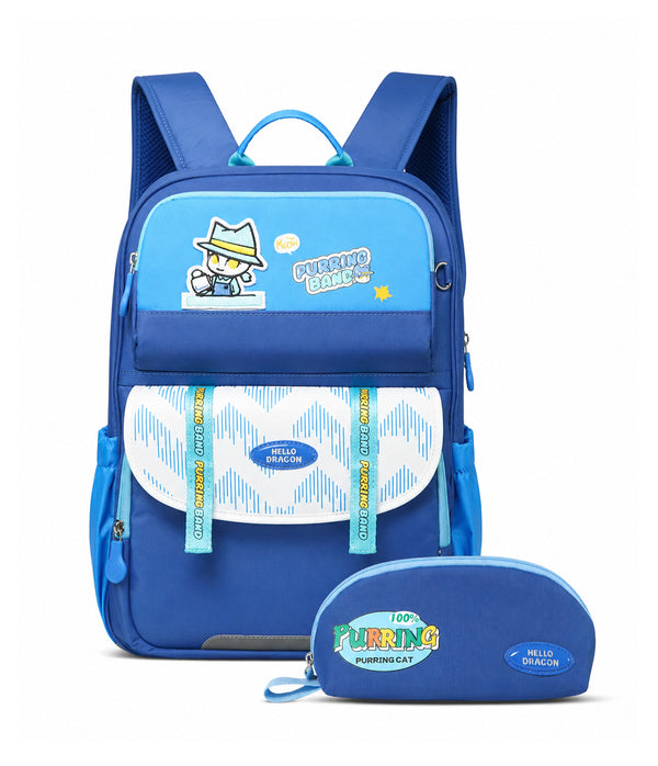 HELLO DRAGON by Kapaver AGS Kids School Backpack for Boys & Girls - Royal Blue (22L)