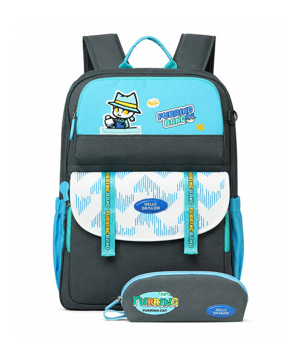 HELLO DRAGON by Kapaver AGS Kids School Backpack for Boys & Girls - Gray (22L)