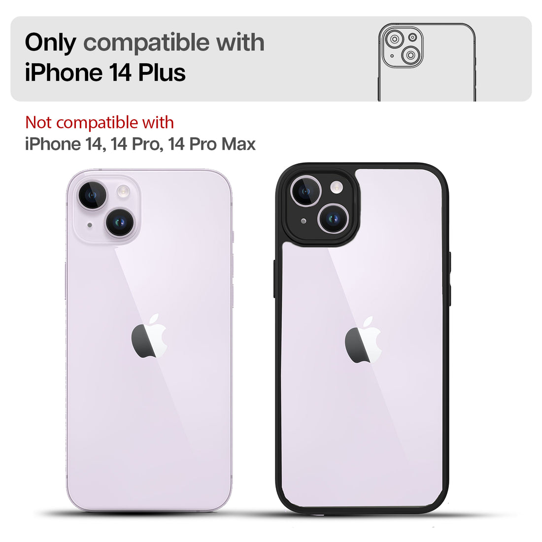 iPhone 14 Plus Back Cover Case | Hybrid - Black