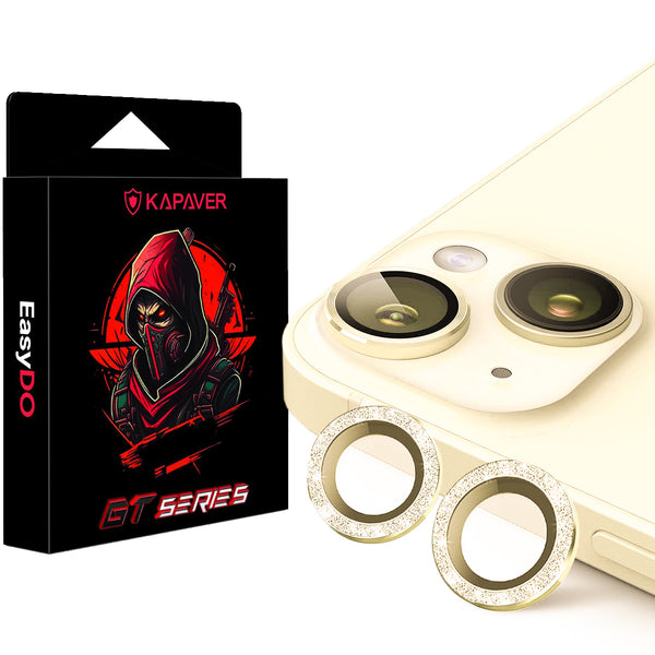 iPhone 15 / iPhone 15 Plus Camera Lens Protector | GT Series [Easy Do] - (Glitter Yellow)
