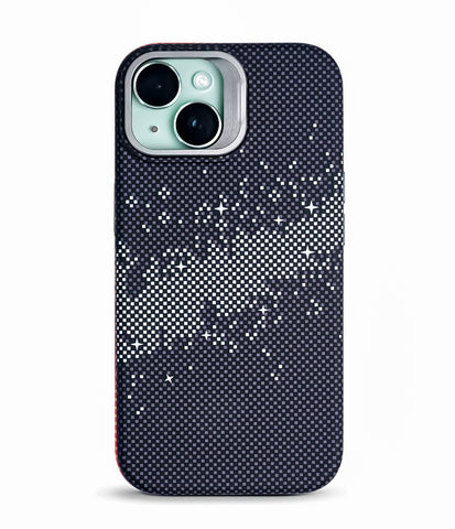 iPhone 15 Back Cover Case | Carbon Fiber Kickstand Mag-X - Galaxy Black