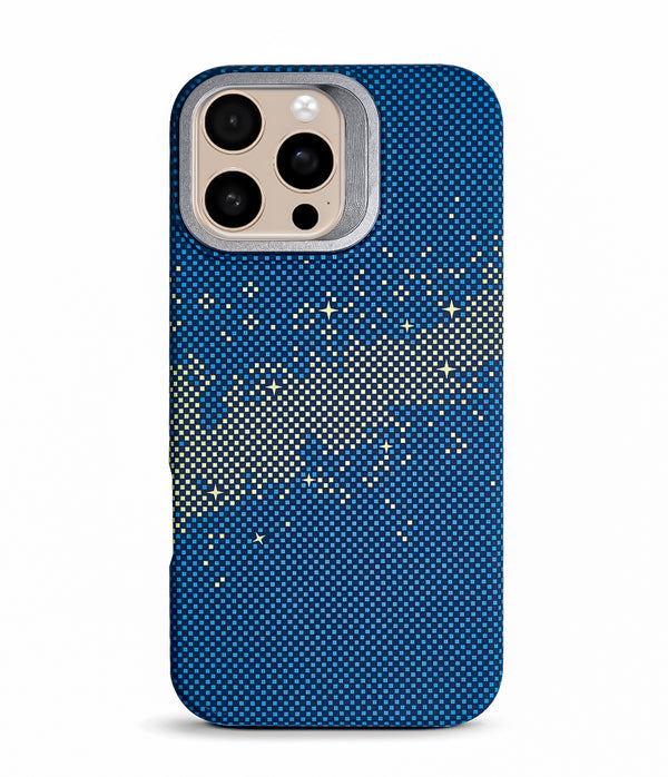 iPhone 16 Pro Max Back Cover Case | Carbon Fiber Kickstand Mag-X - Galaxy Blue