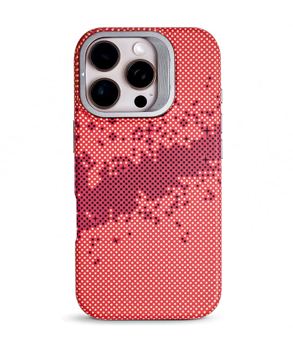 iPhone 16 Pro Back Cover Case | Carbon Fiber Kickstand Mag-X - Galaxy Orange