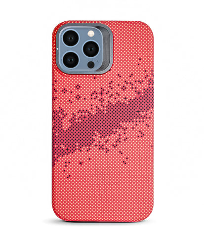 iPhone 13 Pro Max Back Cover Case | Carbon Fiber Kickstand Mag-X - Galaxy Orange