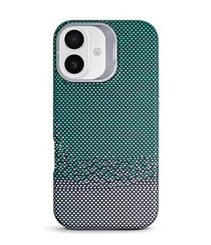 iPhone 16 Back Cover Case | Carbon Fiber Bracket Kickstand Mag-X - Silver Sand Green