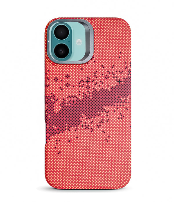 iPhone 16 Plus Back Cover Case | Carbon Fiber Kickstand Mag-X - Galaxy Orange