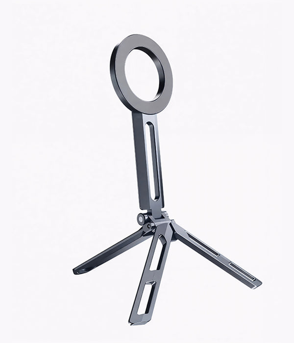 KAPAVER Foldable Phone Tripod Stand Holder Selfie Stick Magnetic HaloStand - Black