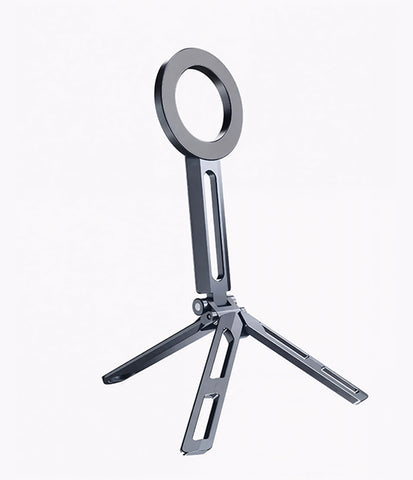 KAPAVER Foldable Phone Tripod Stand Holder Selfie Stick Magnetic HaloStand - Black