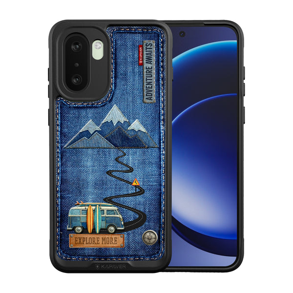 (Refurbished) OnePlus 15R Back Cover Case | Denim Adventure Mag X - Black