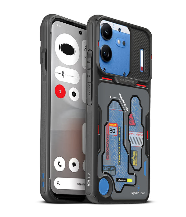 Nothing Phone 4b Back Cover Case | CyBer-Bot Edition iON-X - Smoke Black