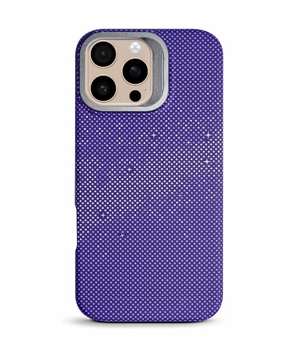 iPhone 16 Pro Max Back Cover Case | Carbon Fiber Kickstand Mag-X - Galaxy Purple
