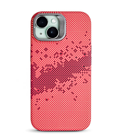 iPhone 15 Back Cover Case | Carbon Fiber Kickstand Mag-X - Galaxy Orange