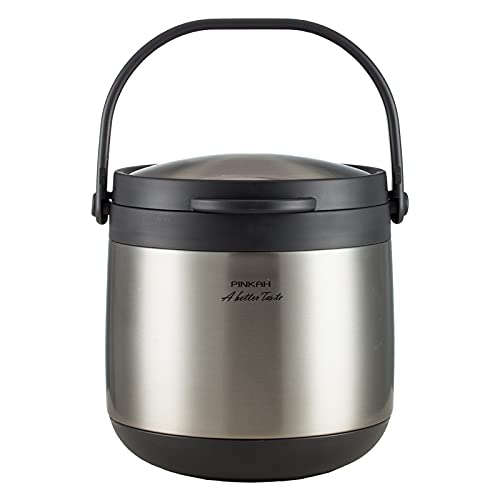 (PINKAH) Double Wall Stainless Steel Magic Thermal Cooker(4.2L) - Black