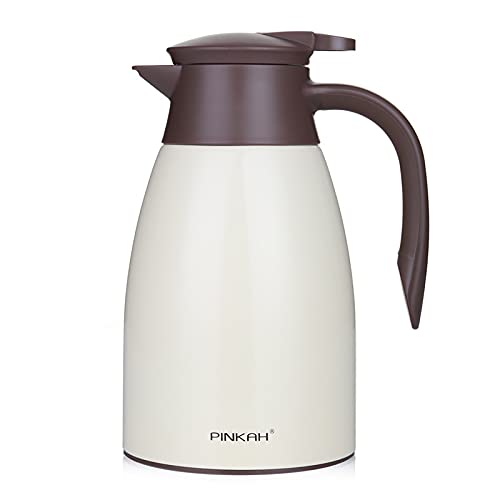 (PINKAH) Double Wall Stainless Steel Insulated Thermal Flask (1.5L) - Cream