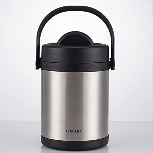 (PINKAH) Lunch Box with Handle | Stainless Steel (2L) - Silver