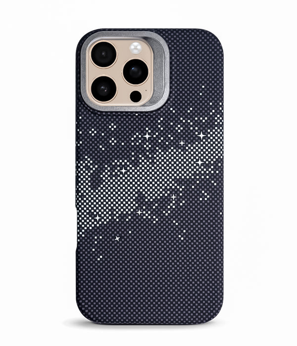 iPhone 16 Pro Max Back Cover Case | Carbon Fiber Kickstand Mag-X - Galaxy Black