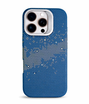iPhone 16 Pro Back Cover Case | Carbon Fiber Kickstand Mag-X - Galaxy Blue