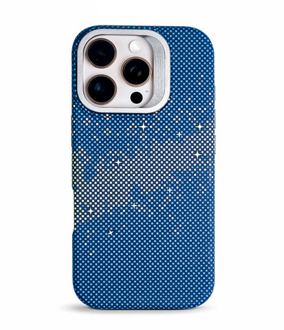 iPhone 16 Pro Back Cover Case | Carbon Fiber Kickstand Mag-X - Galaxy Blue