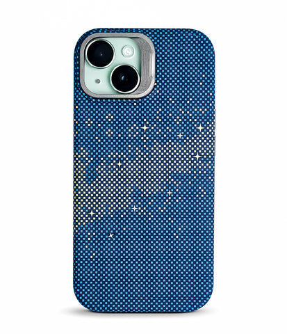 iPhone 15 Back Cover Case | Carbon Fiber Kickstand Mag-X - Galaxy Blue
