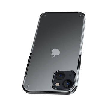 Foso(™) Rugged Frosted Semi Transparent PC with Shock Proof Bumper TPU Hybrid Slim Durable Back Case for Apple iPhone 13 (Matte Black)