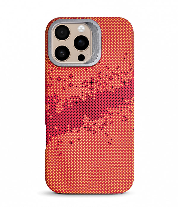 iPhone 16 Pro Max Back Cover Case | Carbon Fiber Kickstand Mag-X - Galaxy Orange