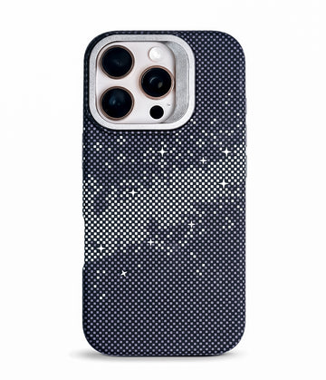 iPhone 16 Pro Back Cover Case | Carbon Fiber Kickstand Mag-X - Galaxy Black