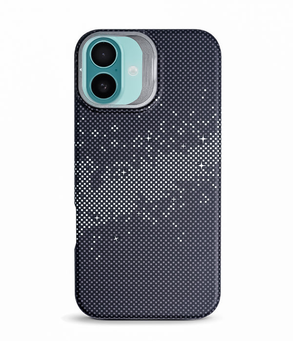 iPhone 16 Plus Back Cover Case | Carbon Fiber Kickstand Mag-X - Galaxy Black