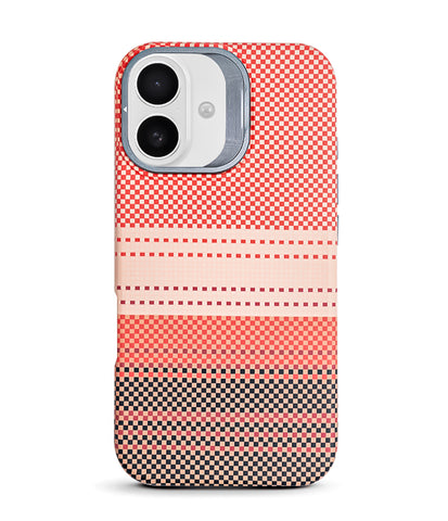 iPhone 16 Back Cover Case | Carbon Fiber Bracket Kickstand Mag-X - Sunset Orange