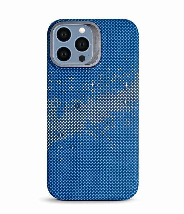iPhone 13 Pro Max Back Cover Case | Carbon Fiber Kickstand Mag-X - Galaxy Blue