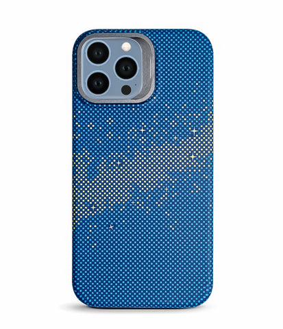 iPhone 13 Pro Max Back Cover Case | Carbon Fiber Kickstand Mag-X - Galaxy Blue