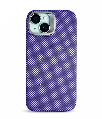 iPhone 15 Back Cover Case | Carbon Fiber Kickstand Mag-X - Galaxy Purple