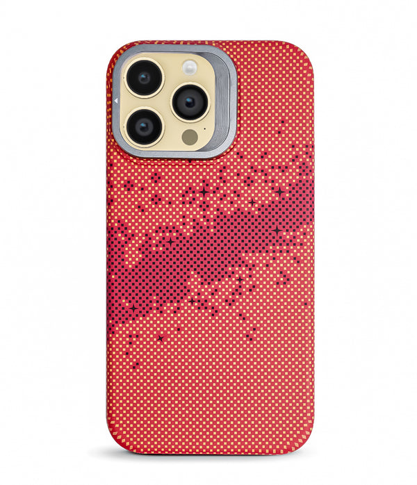 iPhone 14 Pro Max Back Cover Case | Carbon Fiber Kickstand Mag-X - Galaxy Orange